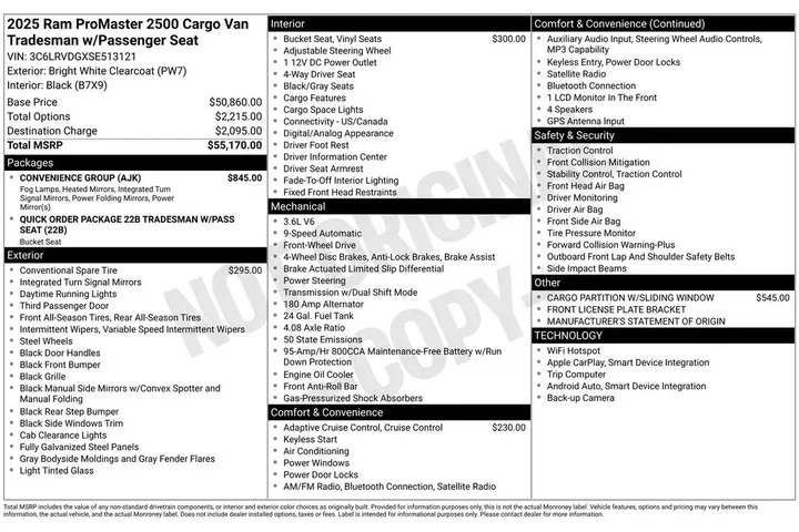 $37310 : Ram ProMaster 2025 Tradesman image 2