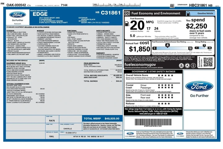 $11991 : Ford Edge 2017 AWD Sport 4dr image 5