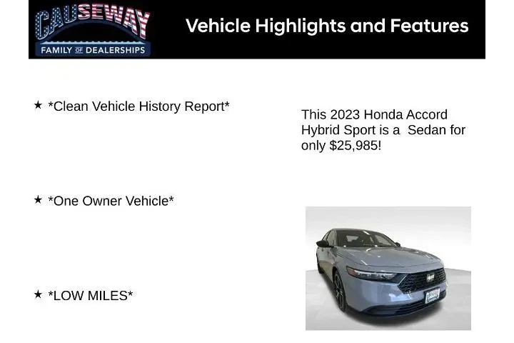 $25985 : Honda Accord Hybrid 2023 Spo image 2