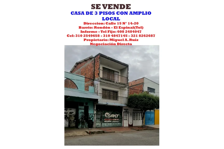 $650000000 : VENTA DE CASA - LOCAL image 1