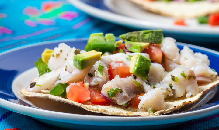 Tostadas de ceviche de pescado