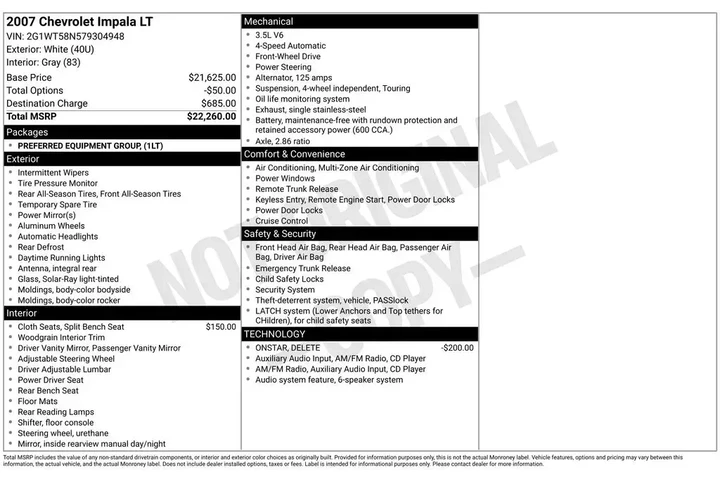 $3900 : Chevrolet Impala 2007 LT 4dr image 3