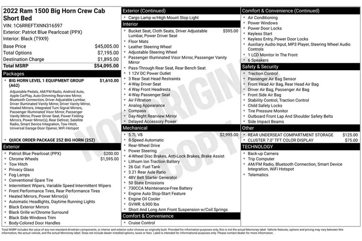 $33896 : Ram 1500 2022 4x2 Big Horn 4 image 9