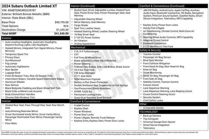 $27990 : Subaru Outback 2024 AWD Limi image 4