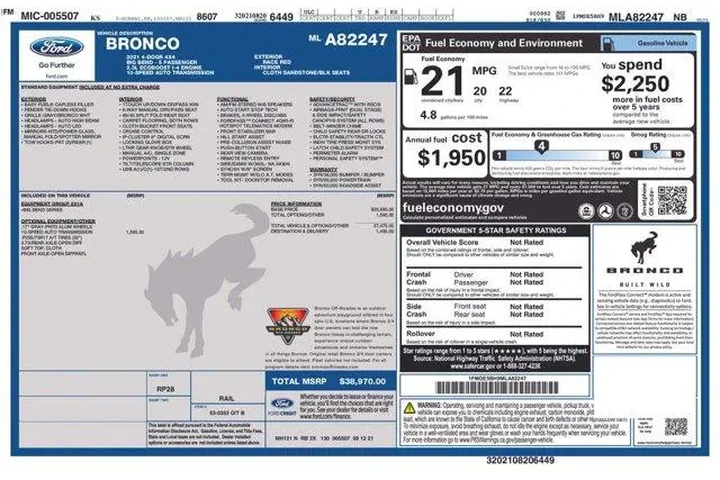 $33998 : Ford Bronco 2021 4x4 Outer B image 2