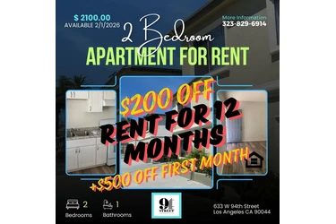 RENTO APT. DE 2 RECÁMARAS en Los Angeles