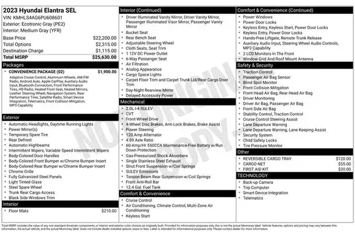 $18970 : Hyundai ELANTRA 2023 SEL 4dr image 2