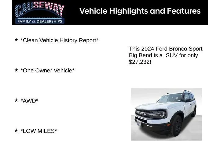 $27232 : Ford Bronco Sport 2024 AWD B image 2