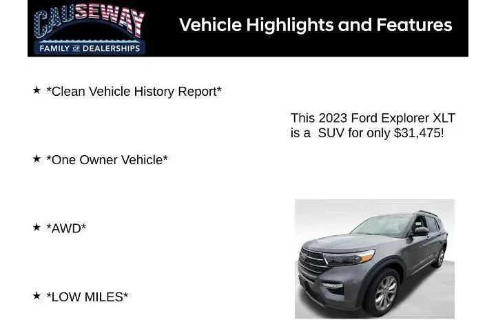 $31475 : Ford Explorer 2023 AWD XLT 4 image 2