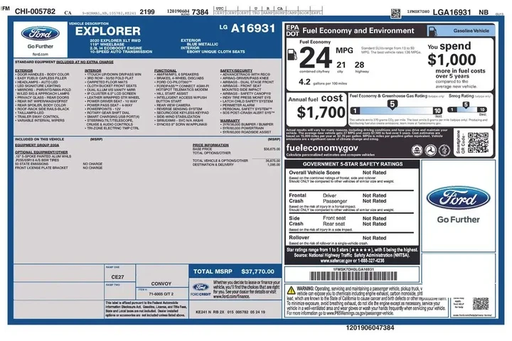 $23900 : Ford Explorer 2020 XLT 4dr S image 3