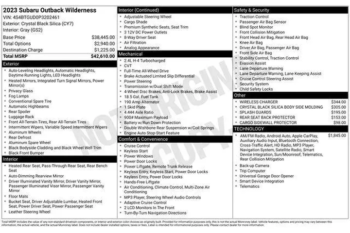 $27990 : Subaru Outback 2023 AWD Wild image 2