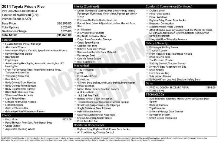 $14000 : Toyota Prius v 2014 Five 4dr image 2