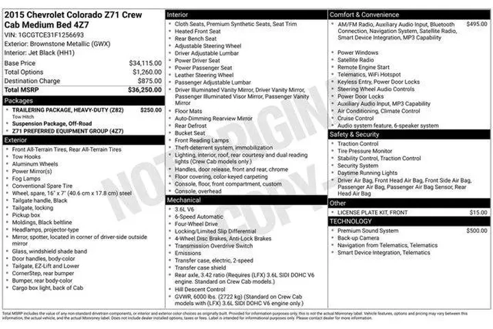 $23578 : Chevrolet Colorado 2015 4x4 image 1