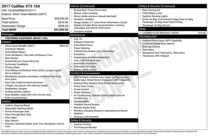 $17000 : Cadillac XT5 2017 4dr SUV image 3