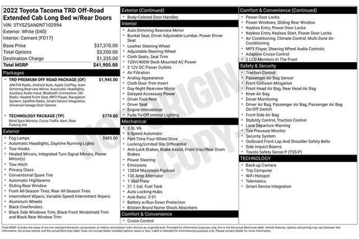 $36995 : Toyota Tacoma 2022 4x4 TRD O image 7
