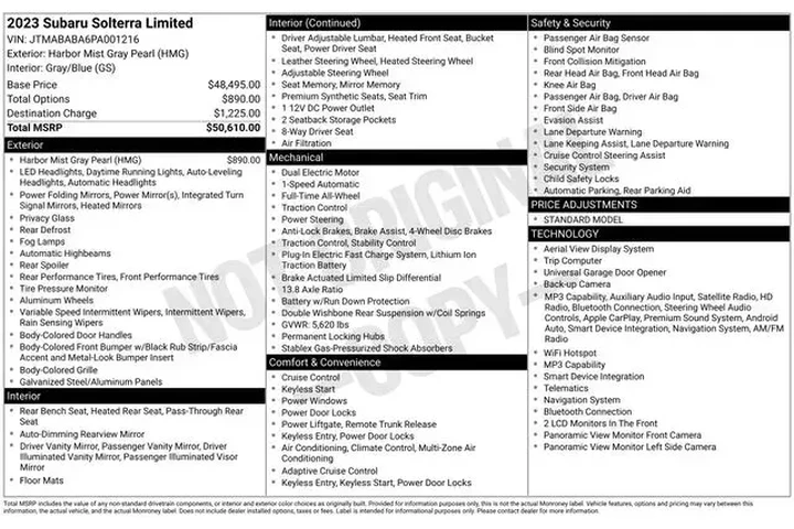$17989 : Subaru Solterra 2023 AWD Lim image 2
