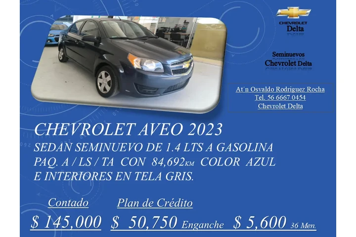 $145000 : Chevrolet Aveo 2018 Paq. A LS image 1