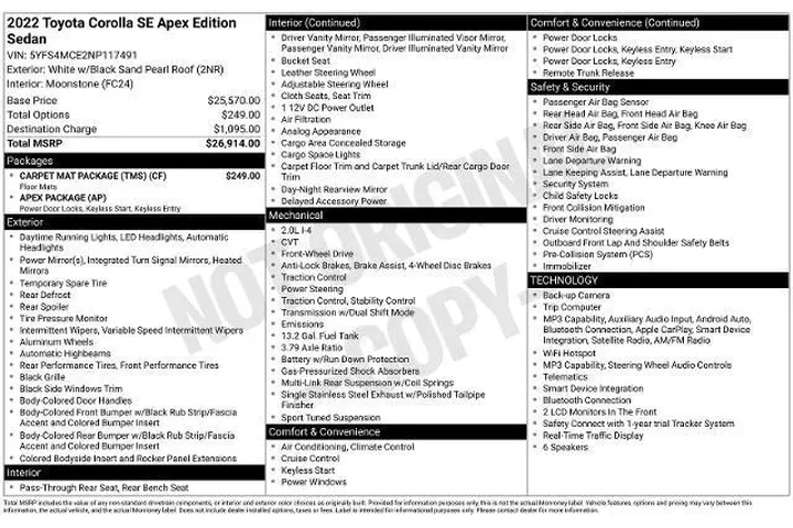 $26991 : Toyota Corolla 2022 SE 4dr S image 4