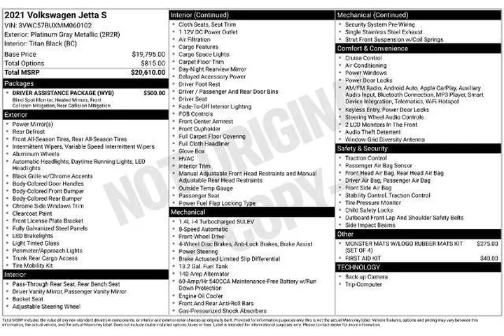 $14500 : Volkswagen Jetta 2021 S 4dr image 2