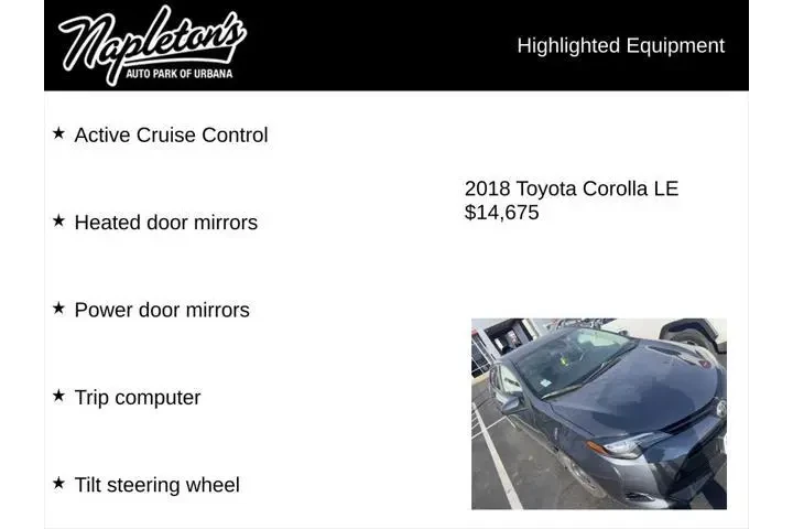 $14675 : Toyota Corolla 2018 LE 4dr S image 3