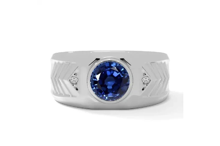 $6701 : Blue Sapphire Rings for Men image 1