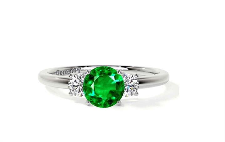 $2917 : Shop Three Stone Emerald Ring image 4