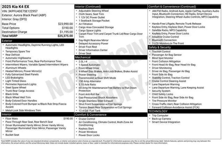 $24310 : Kia K4 2025 EX 4dr Sedan image 2
