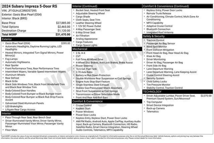 $24499 : Subaru Impreza 2024 AWD RS 4 image 4