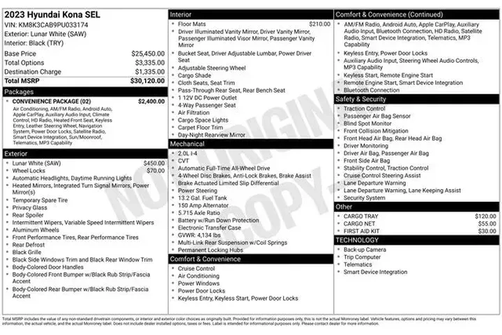 $20490 : Hyundai KONA 2023 AWD SEL 4d image 5