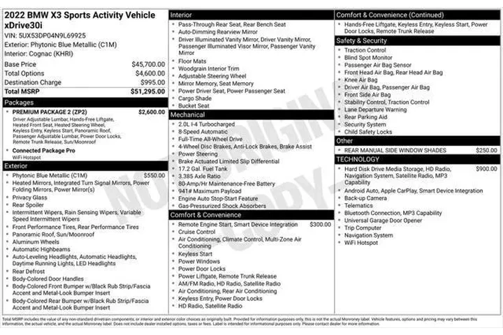 $31995 : BMW X3 2022 AWD xDrive30i 4d image 3