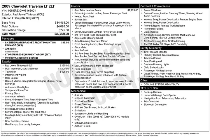 $4232 : Chevrolet Traverse 2009 LT 4 image 4