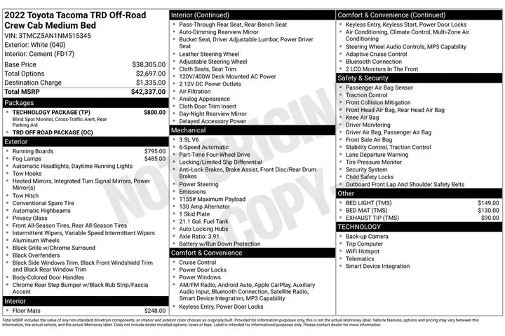 $39958 : Toyota Tacoma 2022 4x4 TRD P image 3