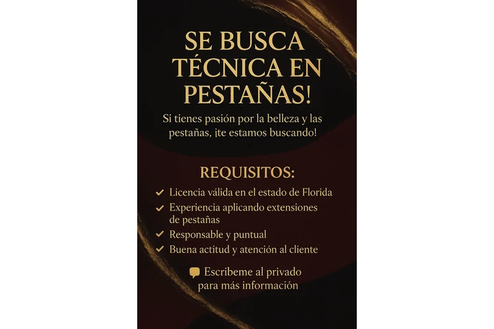 SE BUSCA PERSONA LASHISTA image 1