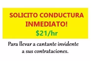 ⏭CONDUCTORA INMEDIATO! 💲21/hr en Los Angeles