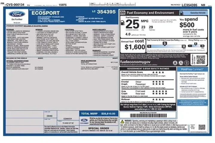 $14770 : Ford EcoSport 2020 AWD Titan image 2