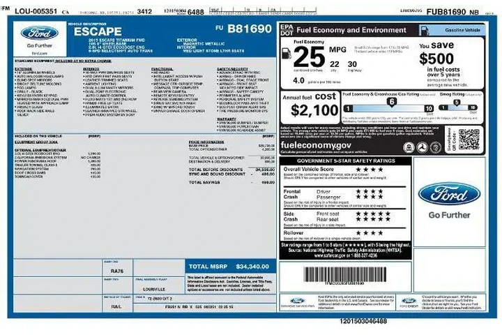 $10494 : Ford Escape 2015 Titanium 4d image 2