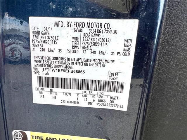 $13541 : 2014 FORD F-150 LARIAT SUPERC image 2