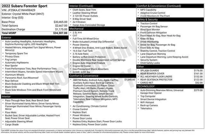 $24496 : Subaru Forester 2022 AWD Spo image 9
