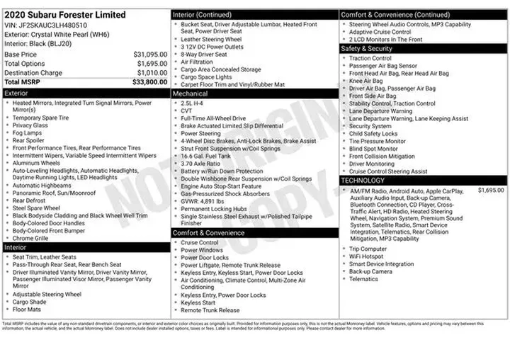 $23990 : Subaru Forester 2020 AWD Lim image 2