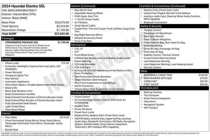 $19990 : Hyundai ELANTRA 2024 SEL 4dr image 5