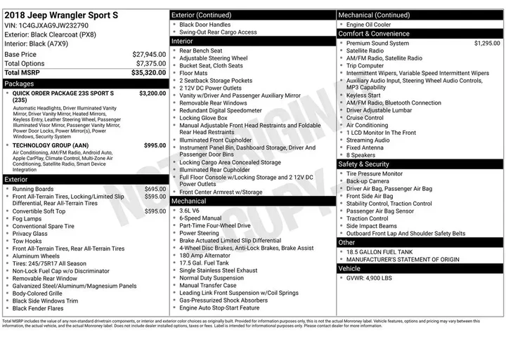 $23500 : Jeep Wrangler 2018 4x4 Sport image 8