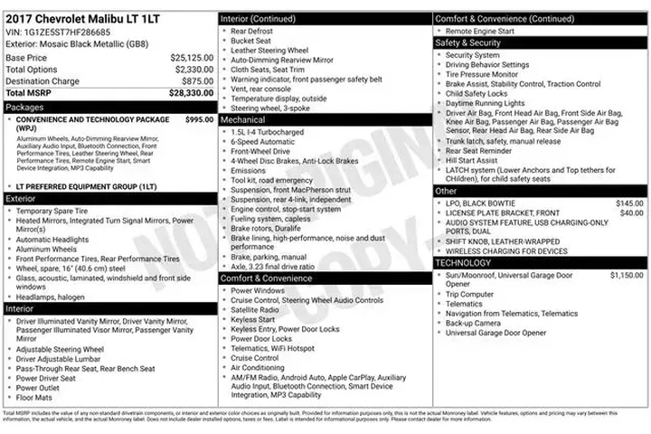 $10990 : Chevrolet Malibu 2017 LT 4dr image 4