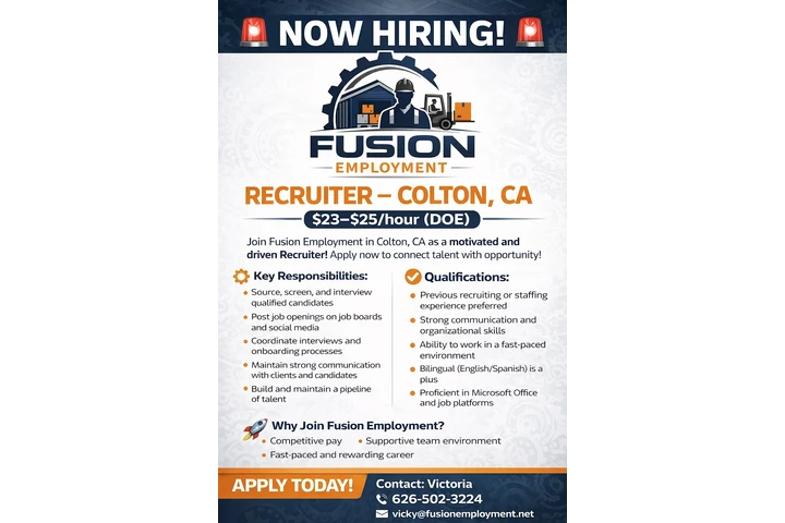 Exp Recruiter Colton CA image 1