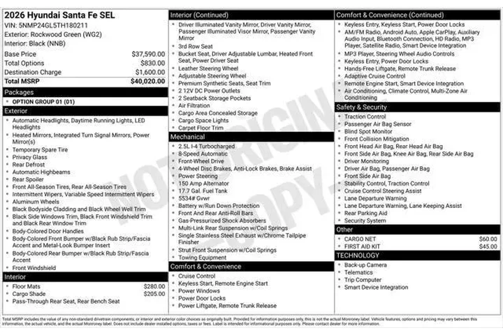 $35498 : Hyundai SANTA FE 2026 SEL 4d image 7