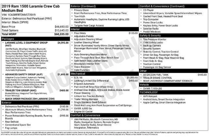 $33000 : Ram 1500 2019 4x4 Laramie 4d image 3