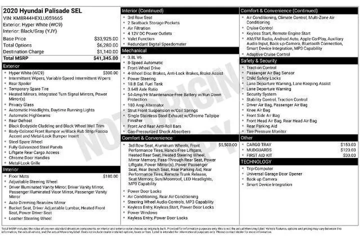 $25037 : Hyundai PALISADE 2020 SEL 4d image 2