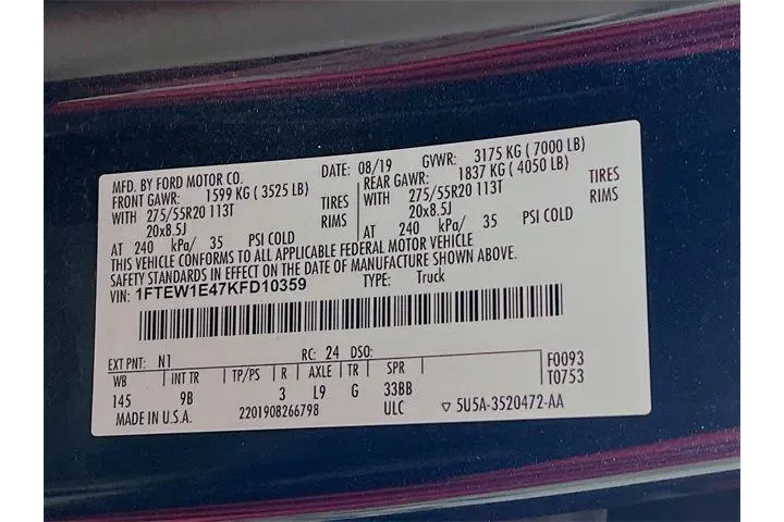 $37975 : Ford F-150 2019 4x4 Platinum image 7