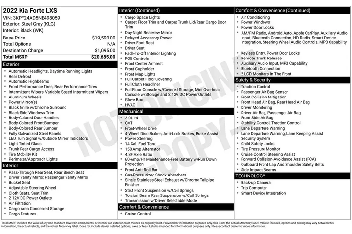 $16659 : Kia Forte 2022 FE 4dr Sedan image 3