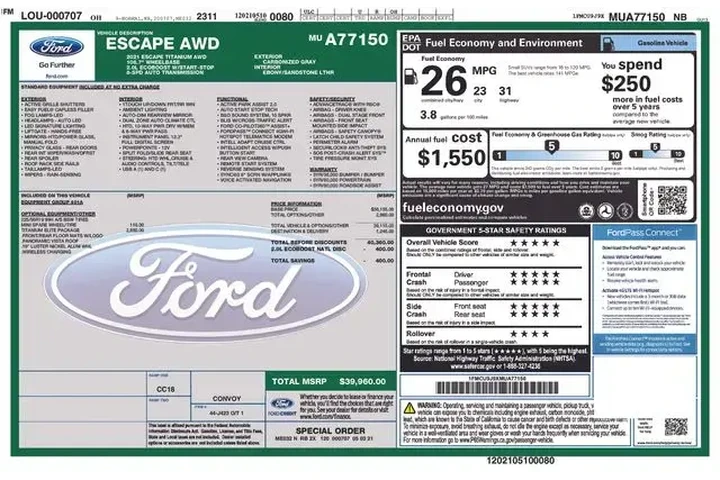 $20470 : Ford Escape 2021 AWD Titaniu image 2