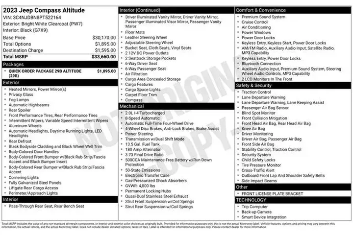 $27798 : Jeep Compass 2023 4x4 Latitu image 7